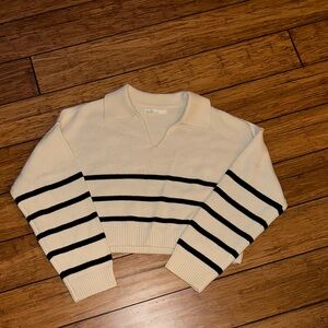 Oak & Fort Striped Cream and Black Women's Sweater
